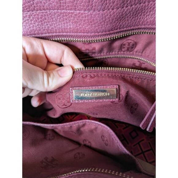 Tory Burch Imperial Garnet Thea Small Leather Tote Shoulder Bag With Tassel - Picture 3 of 10